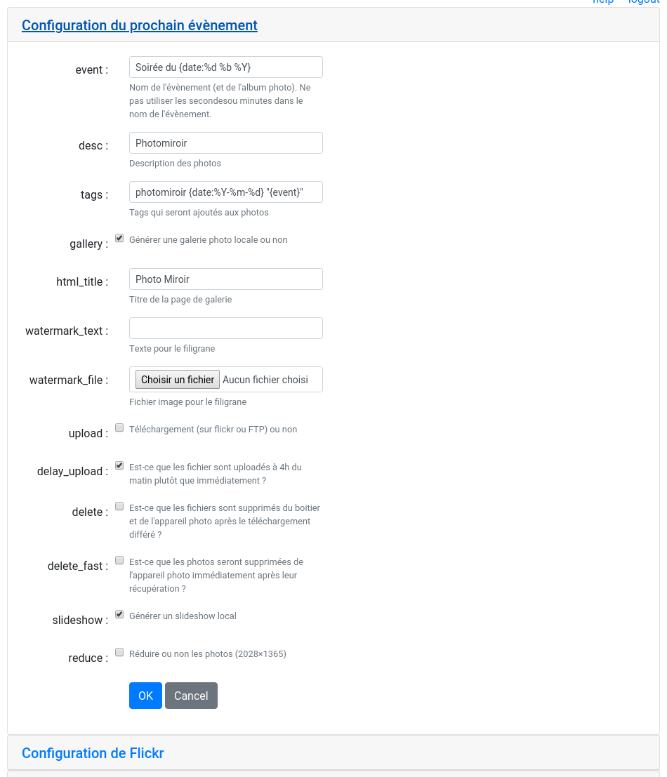 Change event parameters