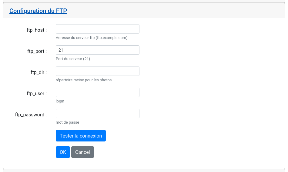 Change ftp parameters