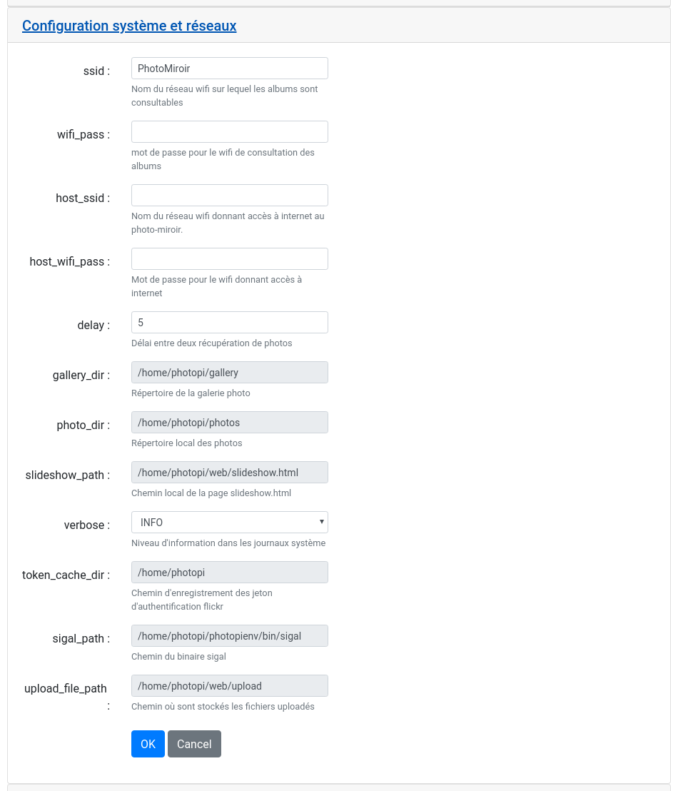 Change system parameters